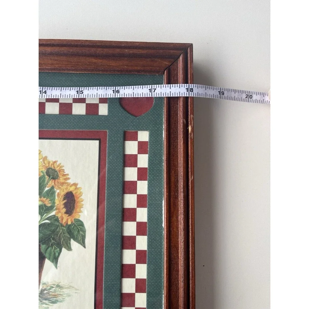 Framed Farmhouse 90s Americana Country Kitchen Wall Art Sunflower Barn Checkered - Picture 3 of 5